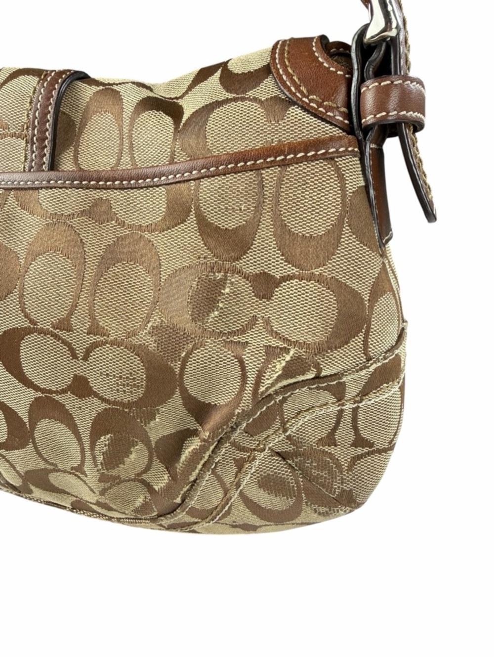 Coach Vintage Y2K Soho Signature Canvas Buckle Flap Shoulder Bag Brown Jacquard - Picture 7 of 10